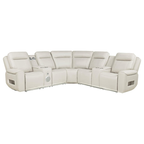 Rojas 3-Piece Dual Power L-Shaped Sectional Sofa with Bluetooth Greige — product view