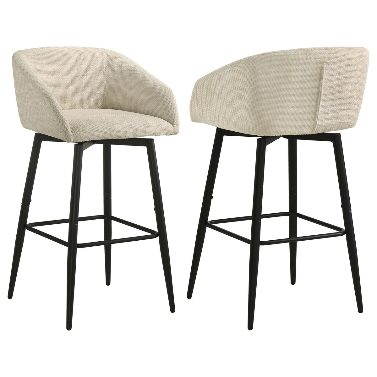 Rainer Fabric Upholstered Swivel Bar Chair Cream Set of 2 — product view