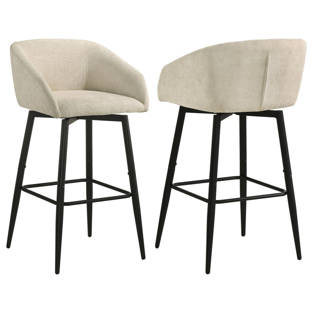 Rainer Fabric Upholstered Swivel Bar Chair Cream Set of 2 — product view