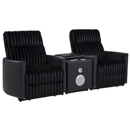Madden 3-piece Corduroy Upholstered Manual Theater Seating Black — product view