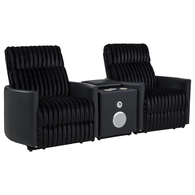Madden 3-piece Corduroy Upholstered Manual Theater Seating Black — product view