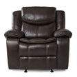 Bastrop Brown faux leather glider reclining chair front angle