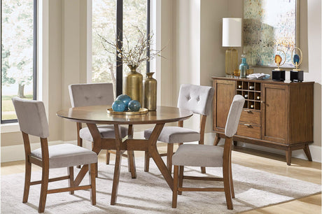 Edam Dark Yellow Fabric Round Dining Room Set front view