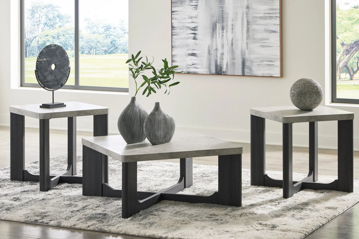 Two-Tone Gray Coffee Table with Two End Tables — product view