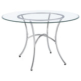 Kline 48-inch Round Glass Top Dining Table Chrome — product view