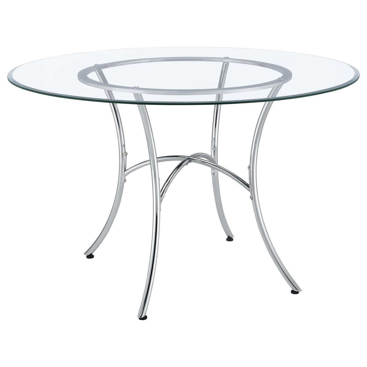 Kline 48-inch Round Glass Top Dining Table Chrome — product view