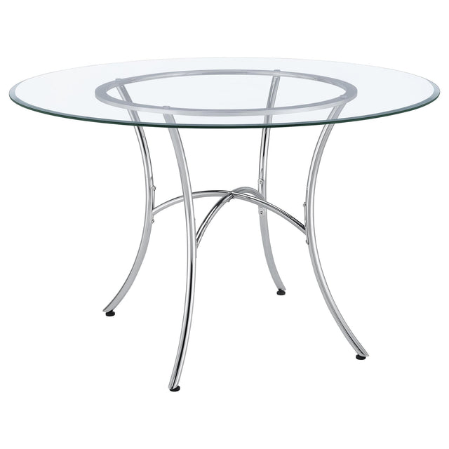 Kline 48-inch Round Glass Top Dining Table Chrome — product view