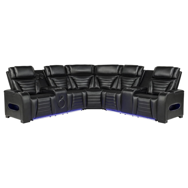 Zuma 3-Piece Dual Power Faux Leather Reclining Sectional Sofa Black — product view