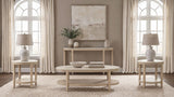 Lucaire Round Cultured Marble Top End Table Honed Cream and Sandstone — product image 8