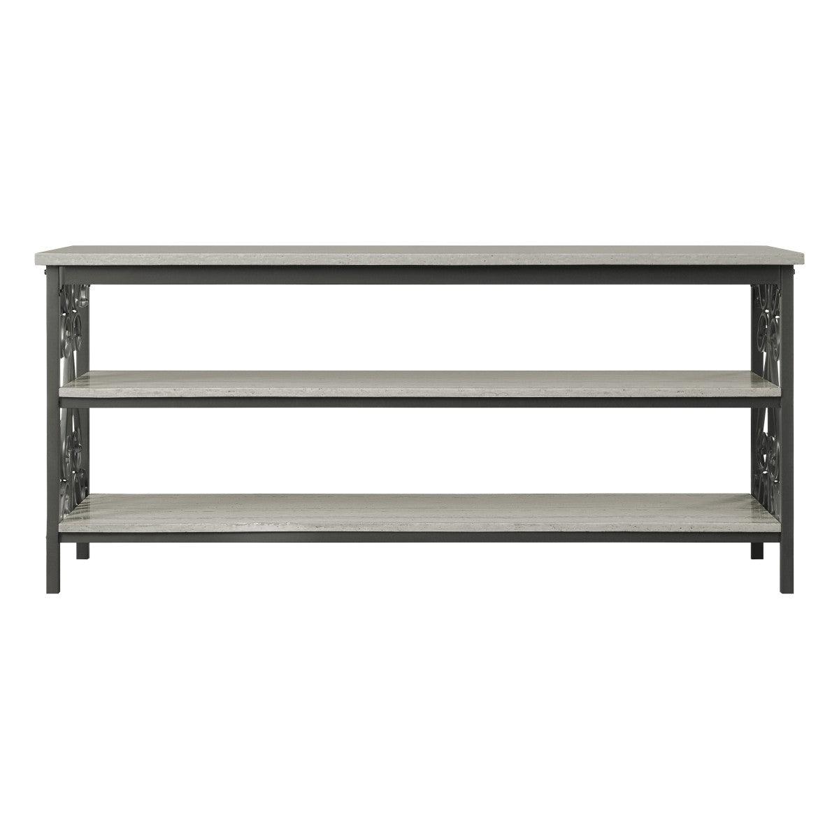 Fairhope Black Metal Modern Faux Marble And Metal Tv Stand/sofa Table - Ella Furniture
