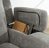 Mixed Motion Shadow Chenille / Faux Leather Power Reclining Sofa — detail view
