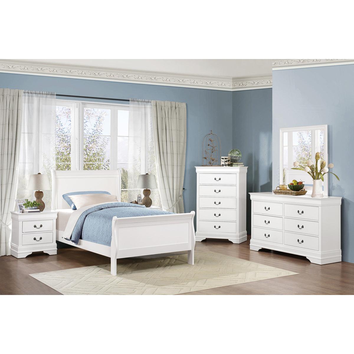Mayville White Traditional Okume Veneer, Wood And Engineered Wood Youth Twin Sleigh Bedroom Set - Ella Furniture