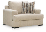 Lofwood Oatmeal Chenille Oversized Chair — angled view