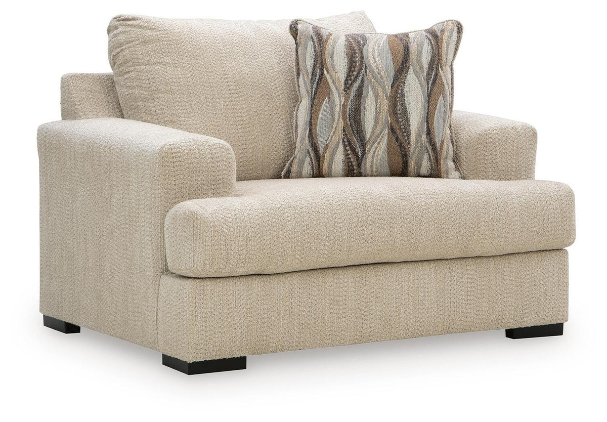 Lofwood Oatmeal Chenille Oversized Chair — angled view