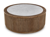 Light Brown Faux Stone Coffee Table with Casters — product image 4
