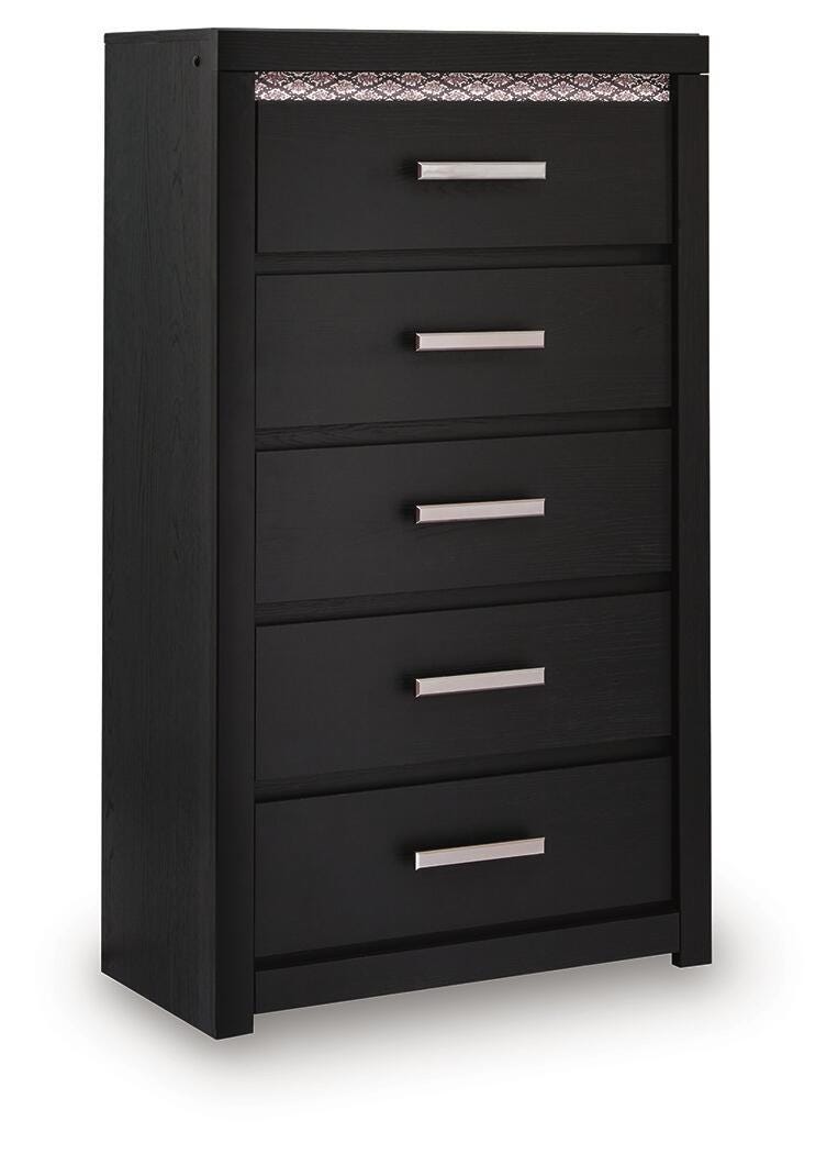 Brizmore Black Chest of Drawers — angled view