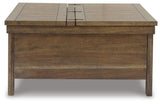 Moriville Grayish Brown Coffee Table with 1 End Table — front view