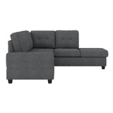 Living room setup with Dark Gray Fabric Tufted Sectional Sofa