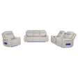 Rojas 3-Piece Dual Power Reclining Sofa Set with Drop-Down Console Greige — product view