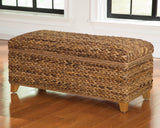 Laughton Queen Hand-Woven Banana Leaf Bed Amber - close-up of woven banana leaf