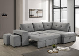 Pull-out sleeper bed extended from Roanne sectional sofa