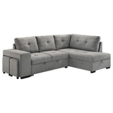 Side view of Roanne grey fabric sleeper sectional sofa