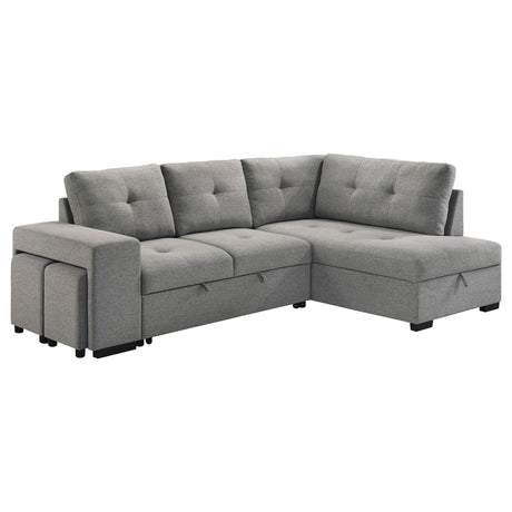 Side view of Roanne grey fabric sleeper sectional sofa