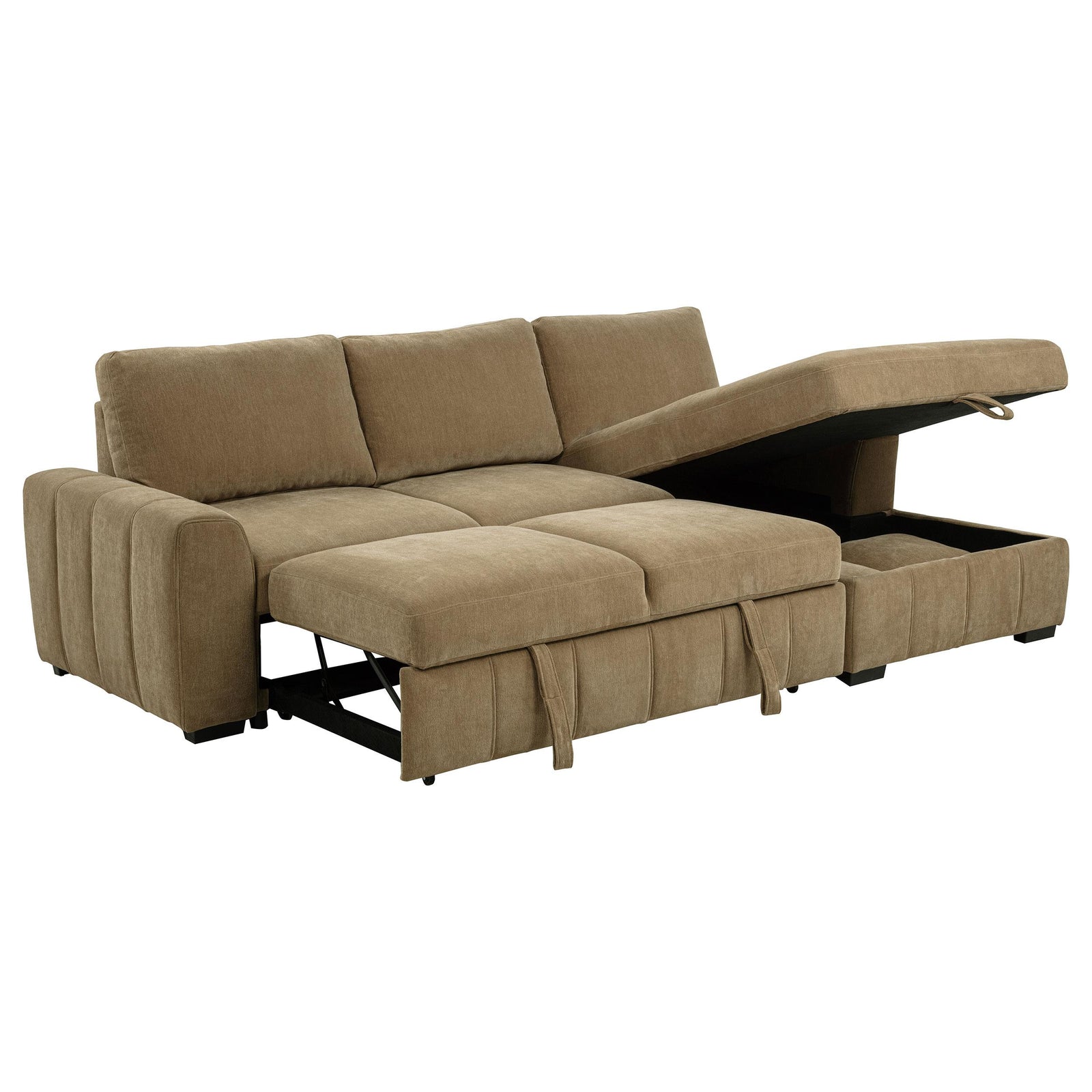 Pastrana Upholstered Sleeper Sectional Sofa Camel