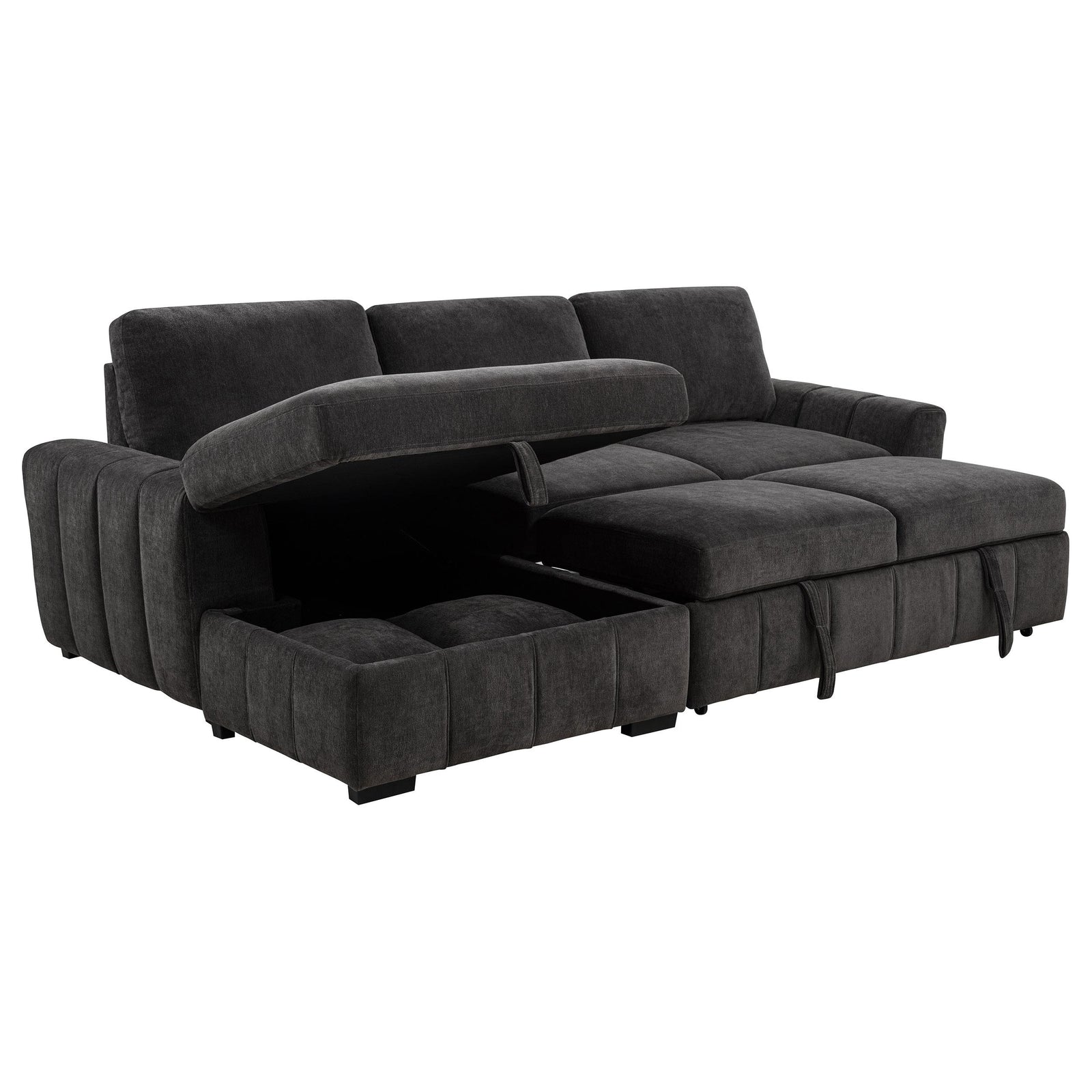 Pastrana Upholstered Sleeper Sectional Sofa Charcoal Grey