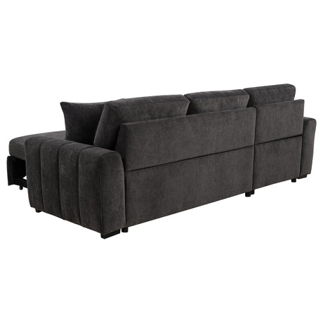 High angle showing seat cushions and chaise