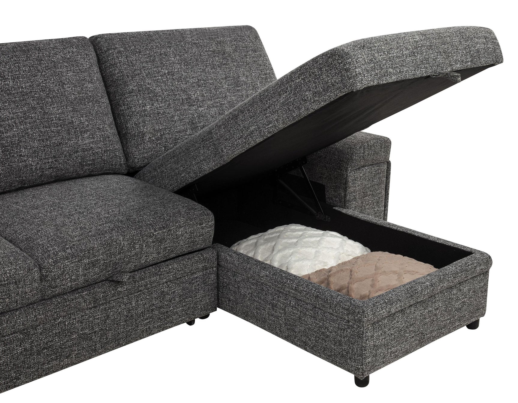 Demko sectional sofa angled showing chaise and seating area