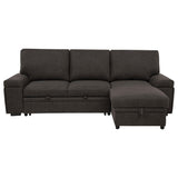 Chaise with storage compartment open showing interior space