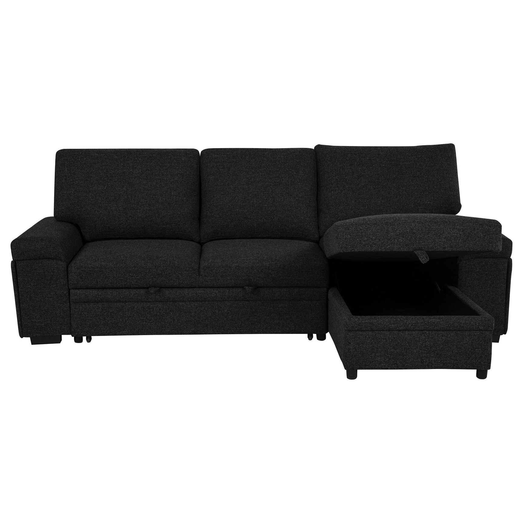 Pull-out sleeper bed mechanism under sofa cushions