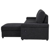 Plastic legs supporting Demko sectional sofa
