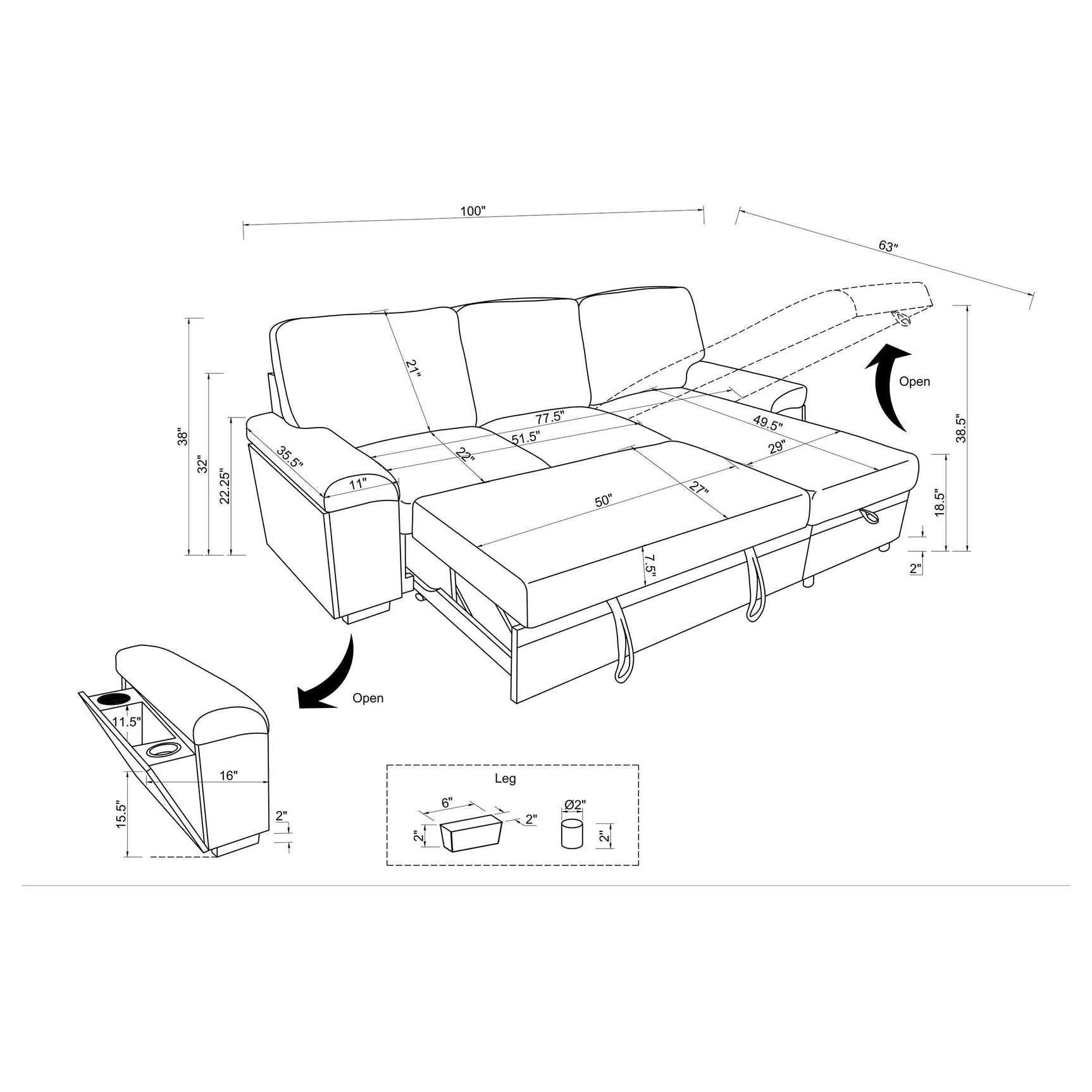 Top view of sleeper surface area