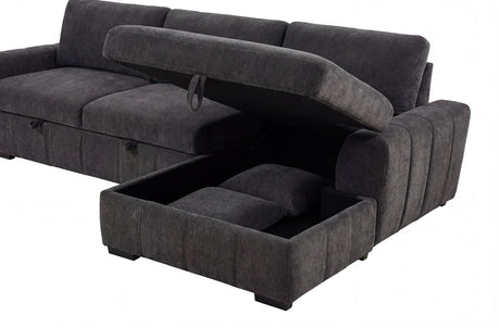 Pastrana Grey Upholstered Sleeper Sectional Sofa with Right Chaise