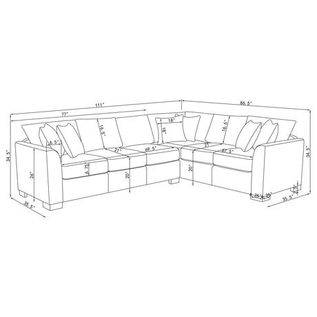 Tubasa Light Gray Sleeper Sectional Sofa angled view