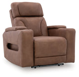 Clean-Slate Caramel Faux Leather Power Recliner