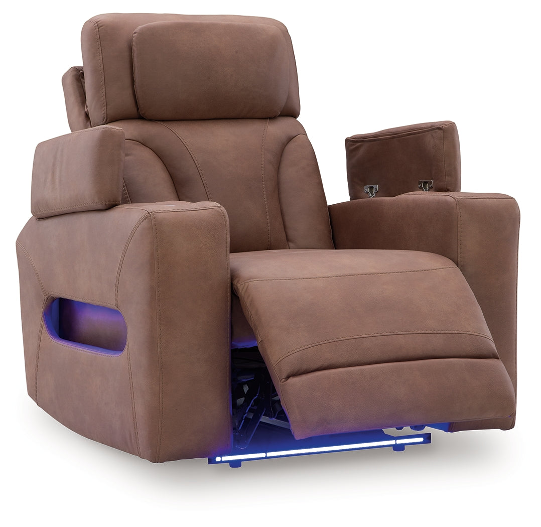 Clean-Slate Caramel Faux Leather Power Recliner