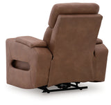 Clean-Slate Caramel Faux Leather Power Recliner