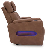 Clean-Slate Caramel Faux Leather Power Recliner