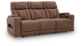Clean-Slate Caramel Faux Leather Power Reclining Sofa