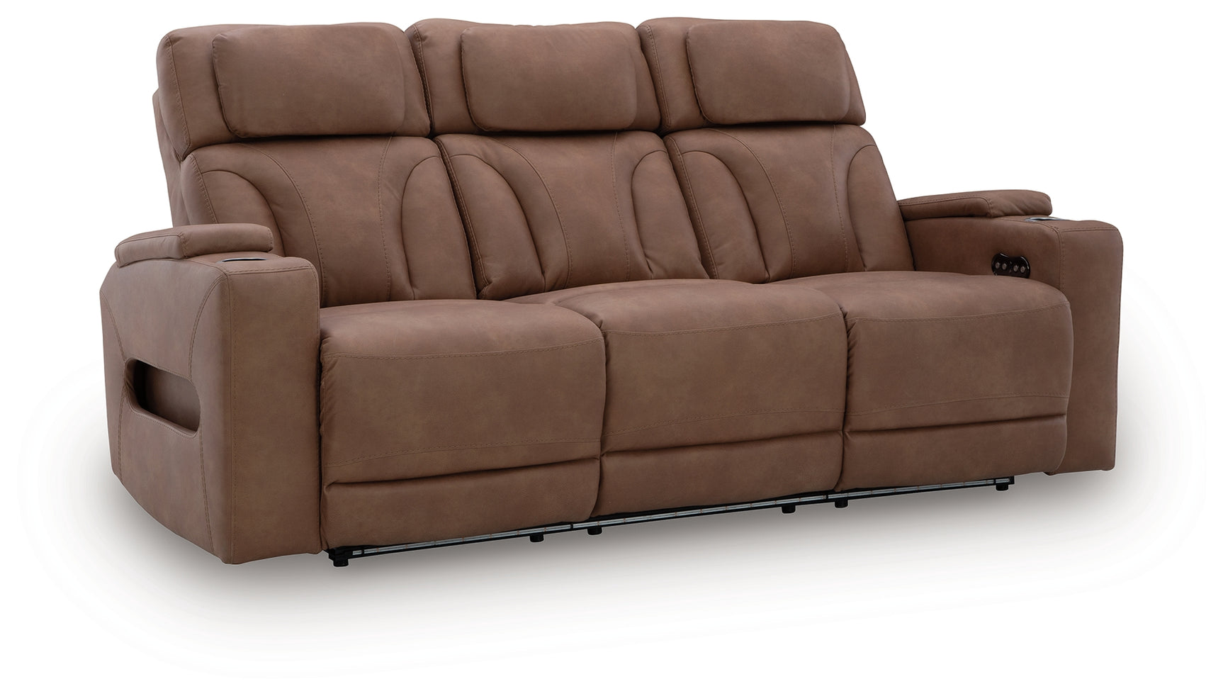Clean-Slate Caramel Faux Leather Power Reclining Sofa