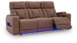 Clean-Slate Caramel Faux Leather Power Reclining Sofa