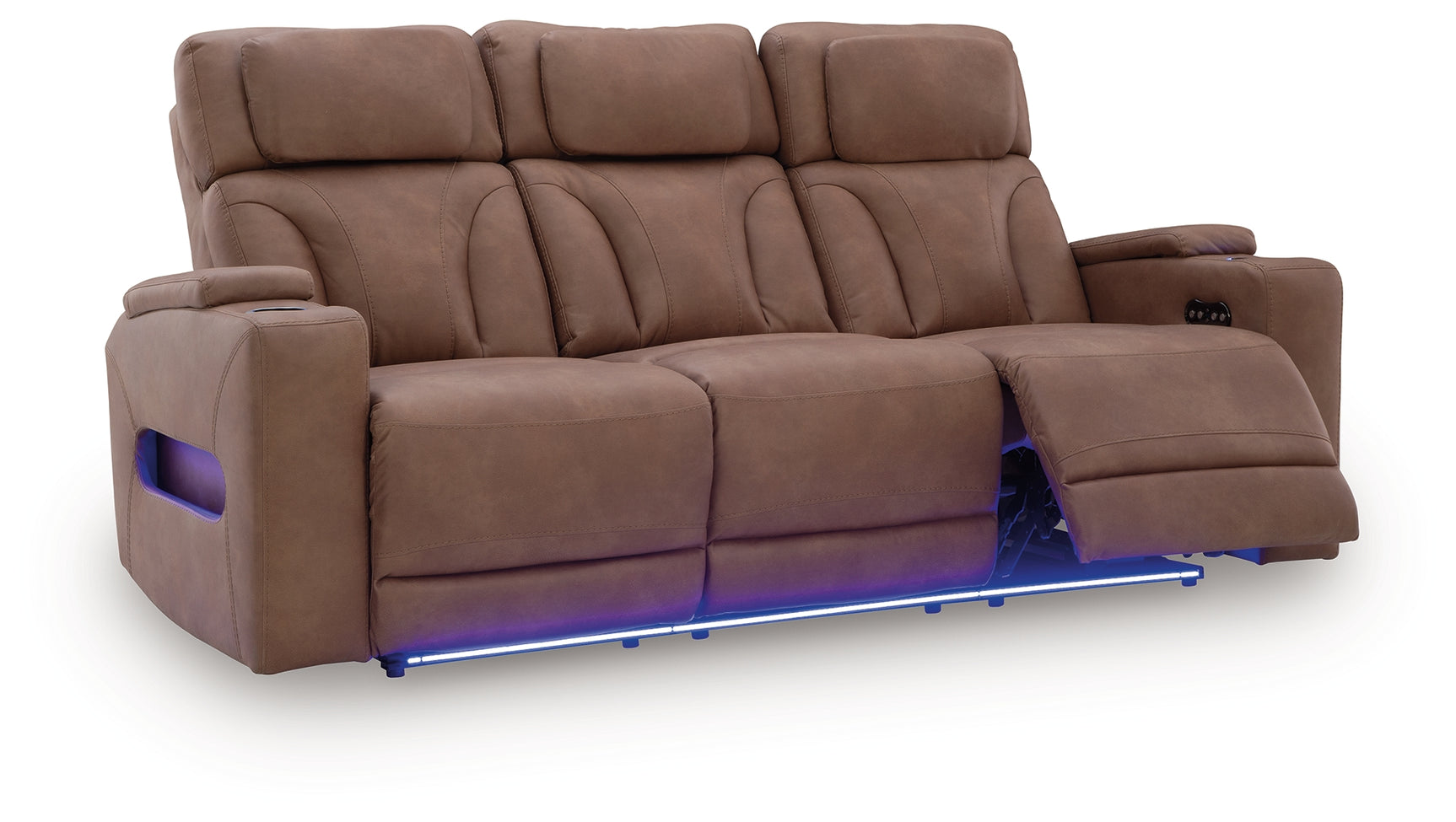 Clean-Slate Caramel Faux Leather Power Reclining Sofa