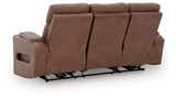Clean-Slate Caramel Faux Leather Power Reclining Sofa