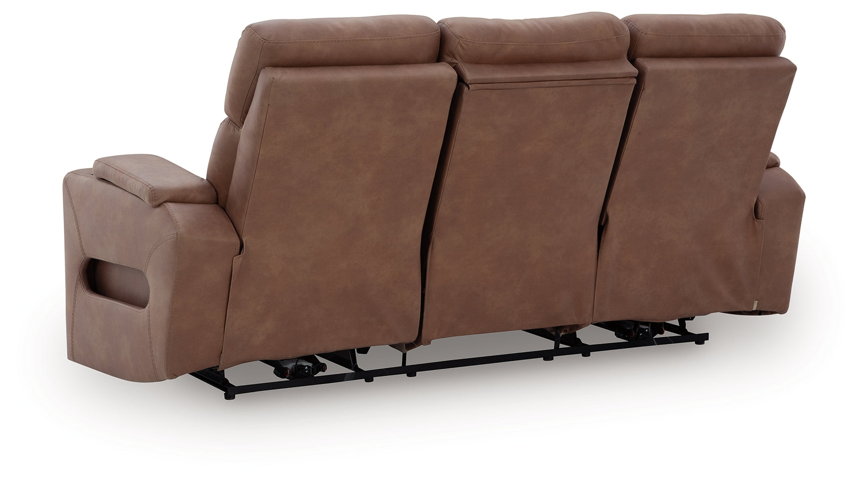 Clean-Slate Caramel Faux Leather Power Reclining Sofa