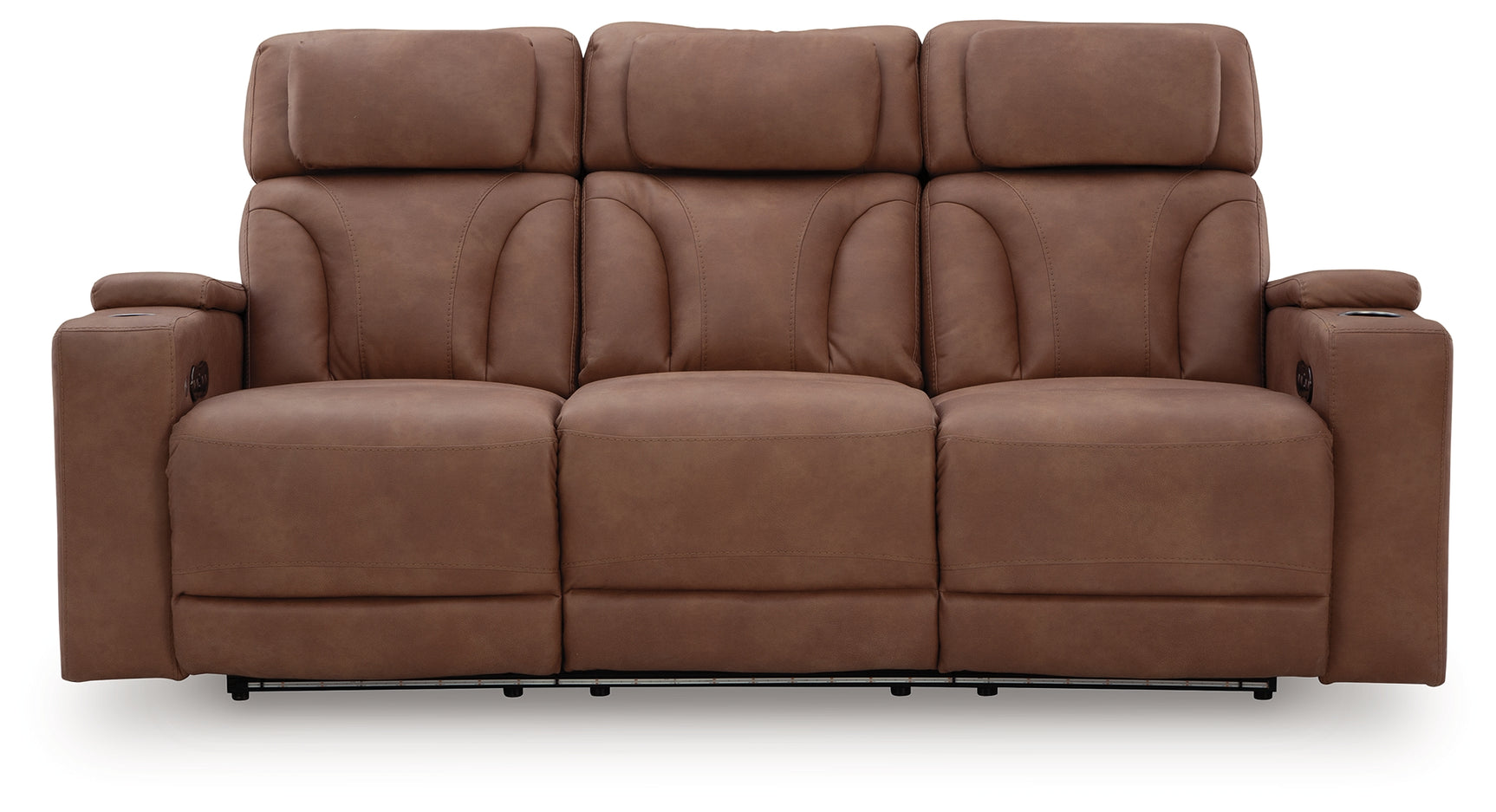 Clean-Slate Caramel Faux Leather Power Reclining Sofa