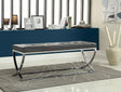 Walton Black Upholstered Tufted Rectangle Bench angled view