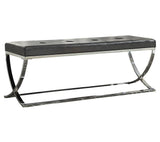Walton Black Upholstered Tufted Bench close-up on tufted upholstery